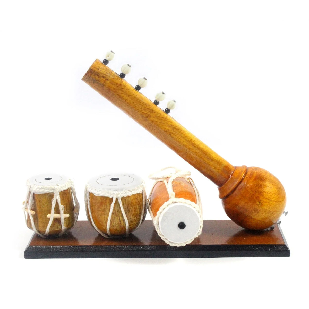 Handmade Miniature Wooden Tabla Sitar Harmonium Showpiece X9448