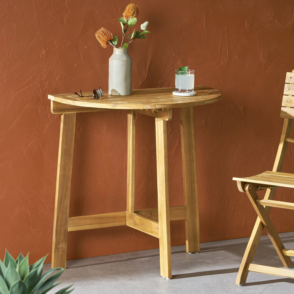 Acacia Wood Half Round Folding Bistro Table D553