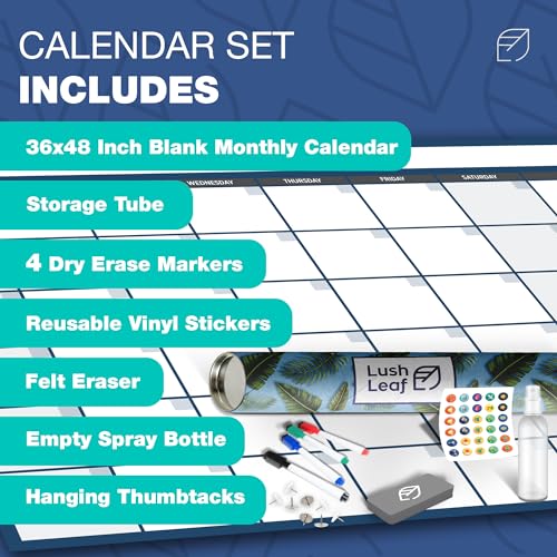 Giant Dry Erase Wall Calendar 36" x 48" Undated Monthly Planner L885