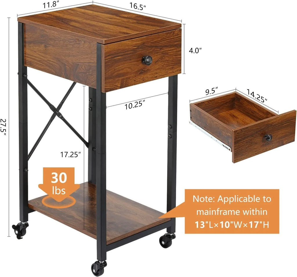 Computer Tower Stand with Wheels and Drawer D638406