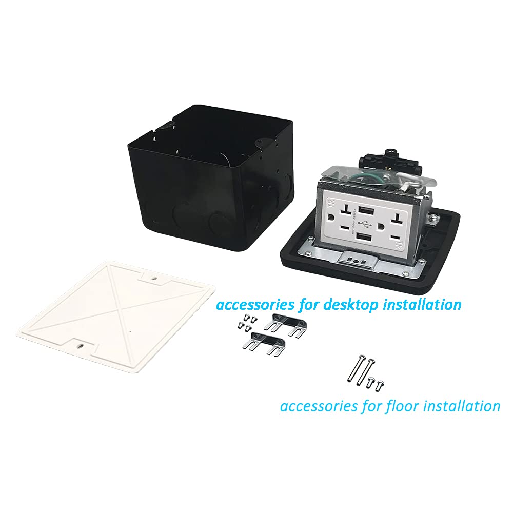 Pop Up Waterproof Floor Electrical Box with USB Chargers and 2 Outlet Receptacle J7518