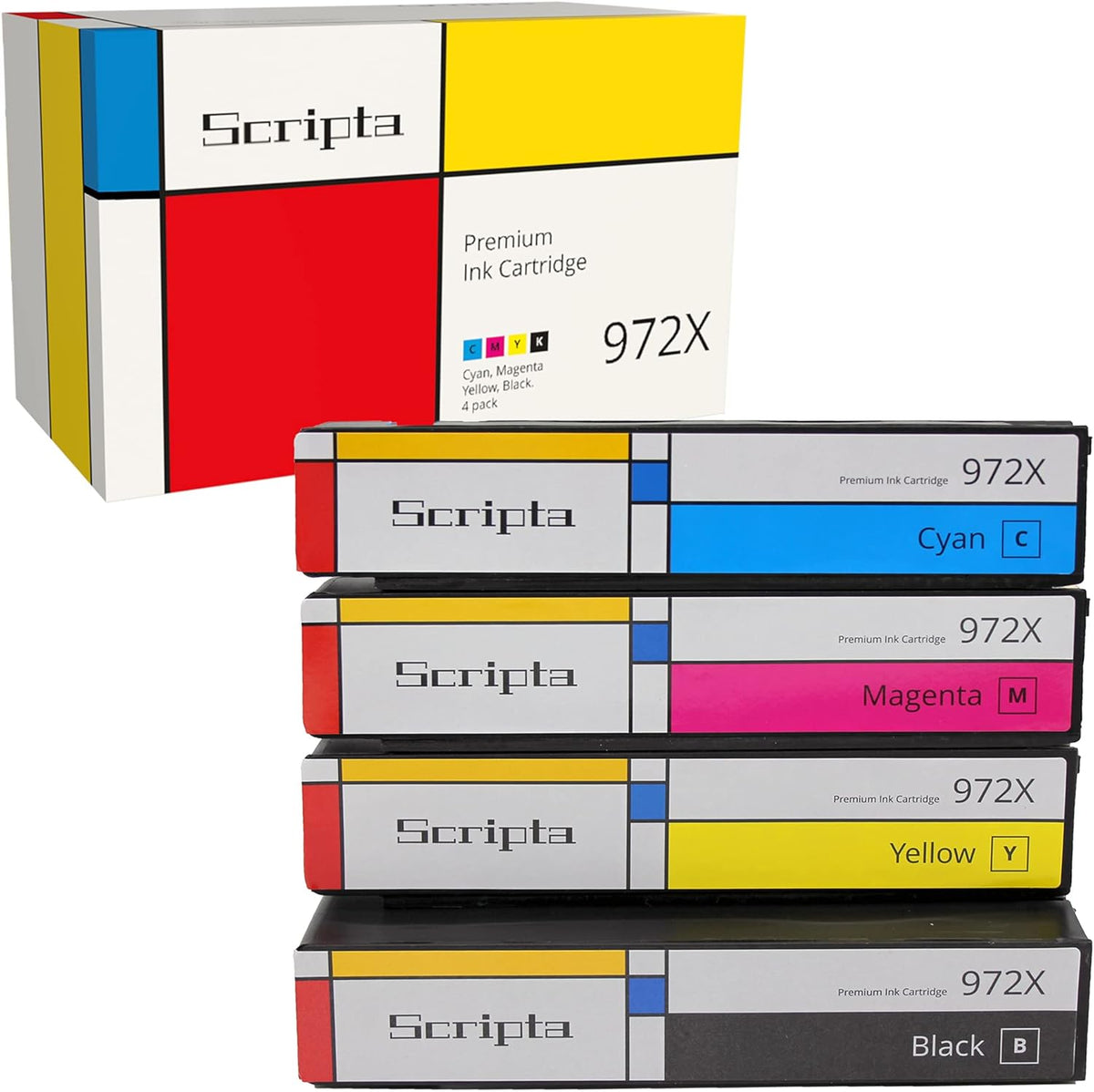HP 972X Toner Cartridge 4-Pack Black Cyan Magenta Yellow M905379