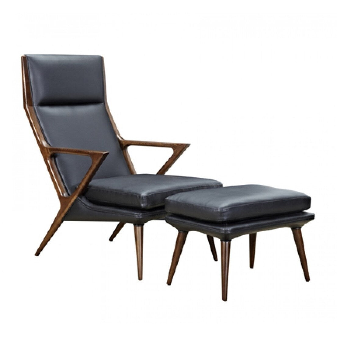 Black Lounge Chair & Ottoman C196