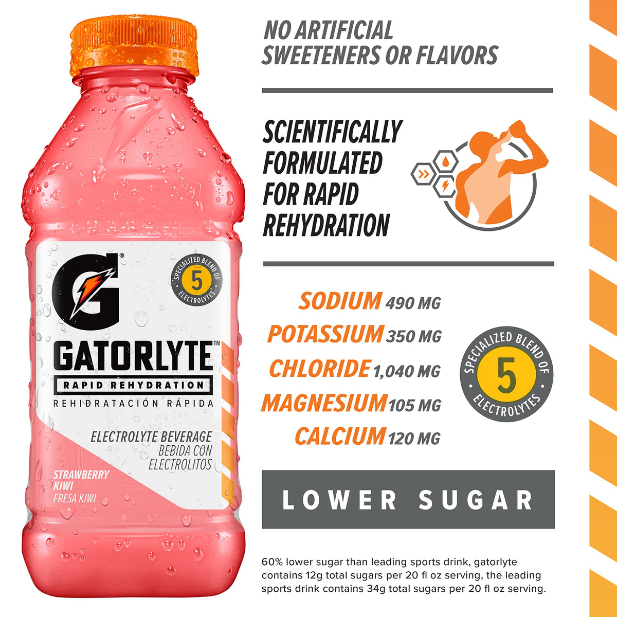 Strawberry Kiwi Electrolyte Beverage, 20 Fl Oz (Pack Of 12) D42835
