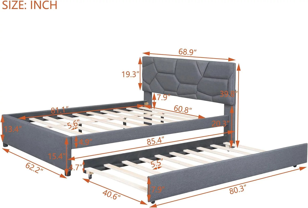 Grey Upholstered Bed D12803