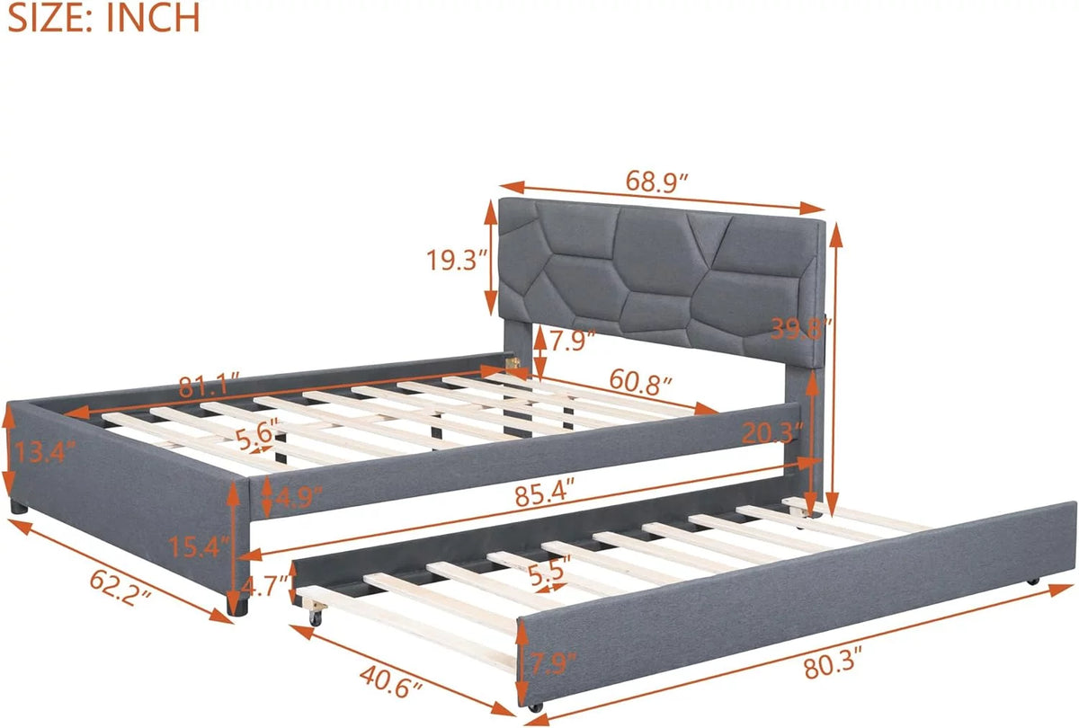 Grey Upholstered Bed D12803