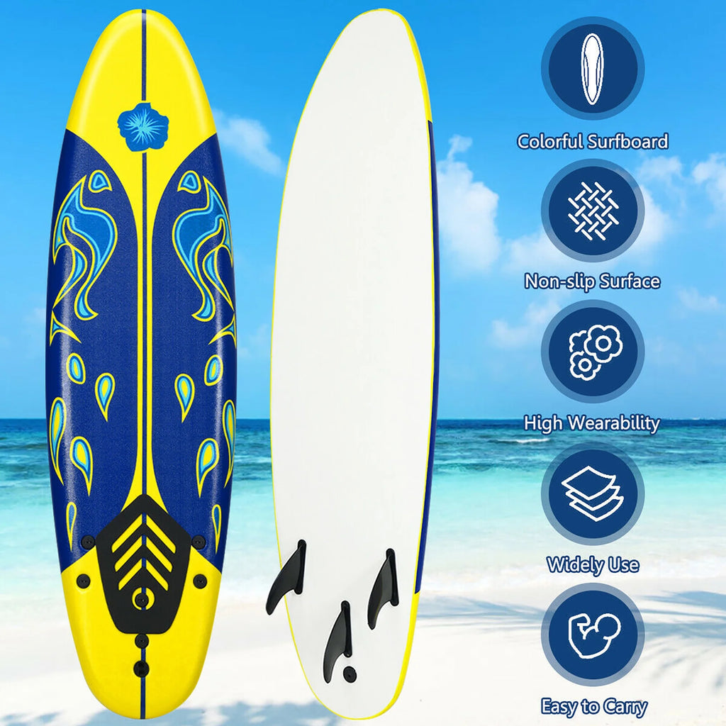 6' Foamie Body Surfing Board with 3 Fins & Leash O37640
