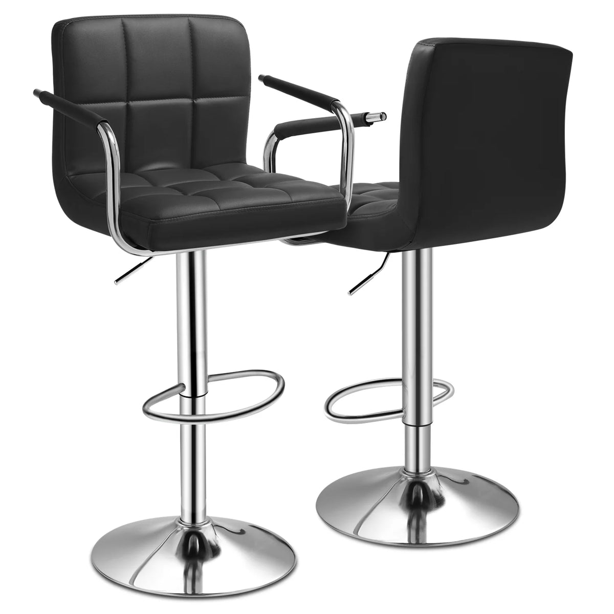 Set of 2 Black Faux Leather Swivel Bar Stools G81239