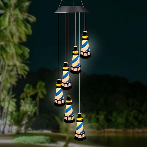Blue Solar Lighthouse Wind Chimes Z3660