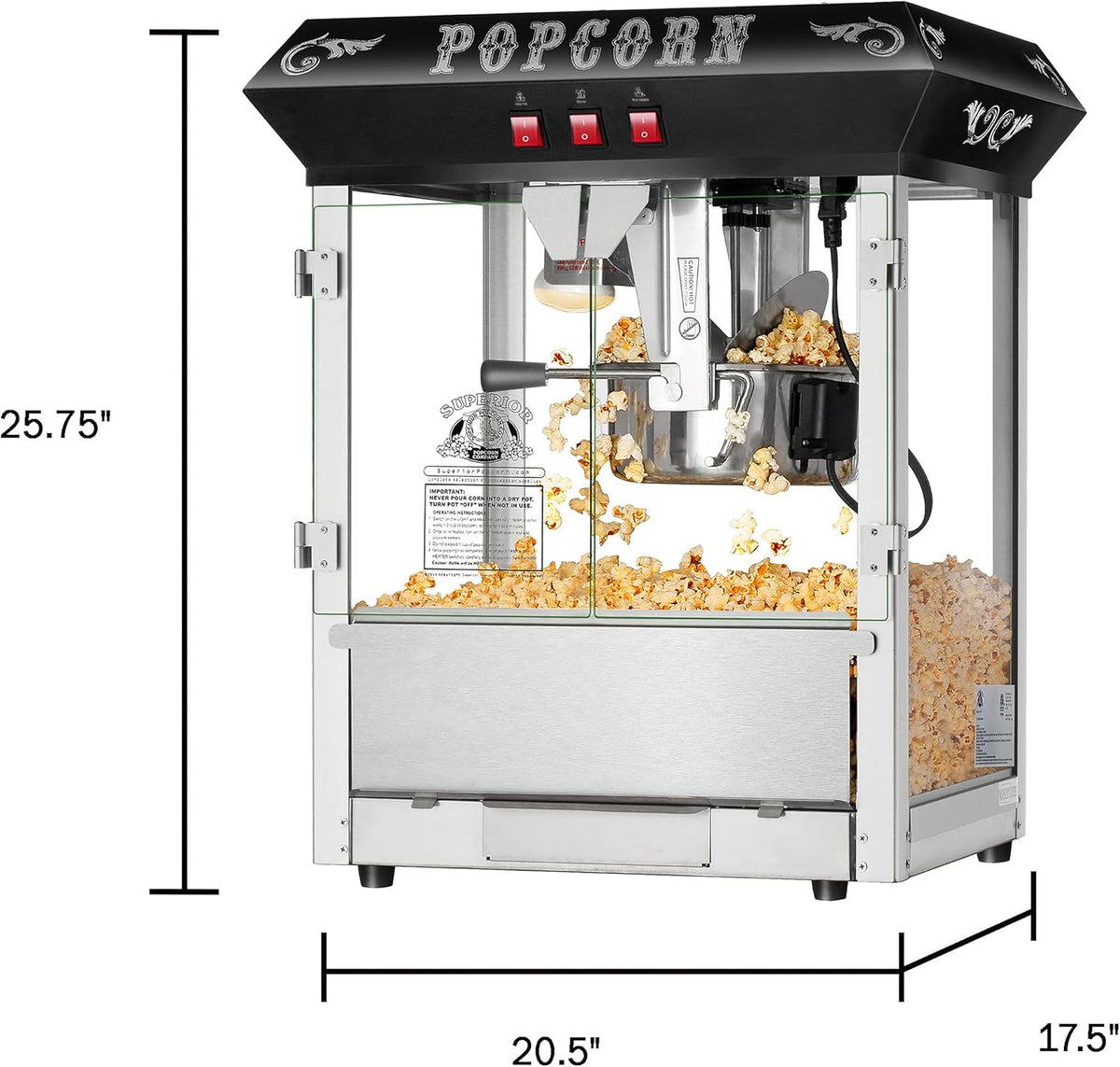 Black 8 Ounce Popcorn Machine Q14633