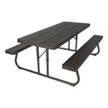 6-Foot Dark Brown Faux Wood Folding Picnic Table W32373