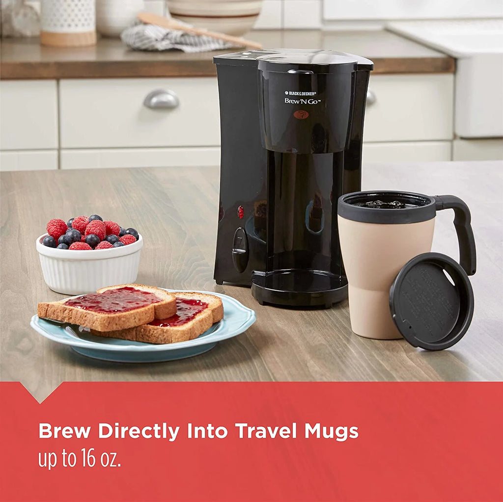 Personal Coffeemaker with Travel Mug, Black/Beige S559
