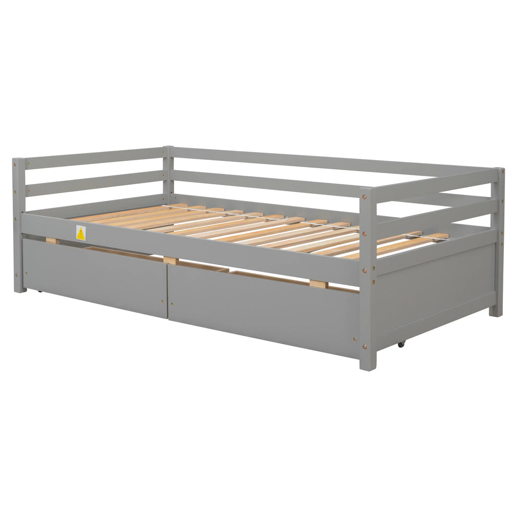 Twin Wood Daybed with Two Drawers S696