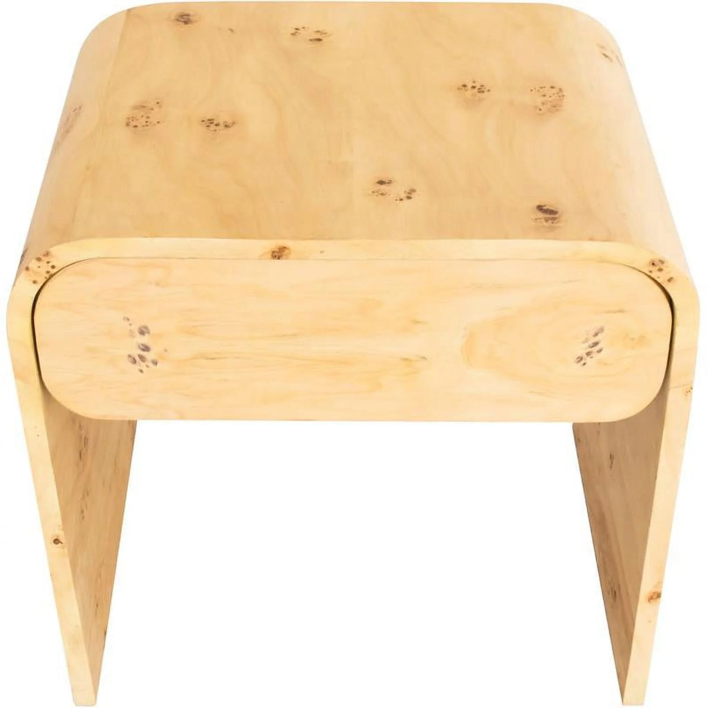 Mid-Century Solid Ash Burl Finish Wooden Night Stand Z9370