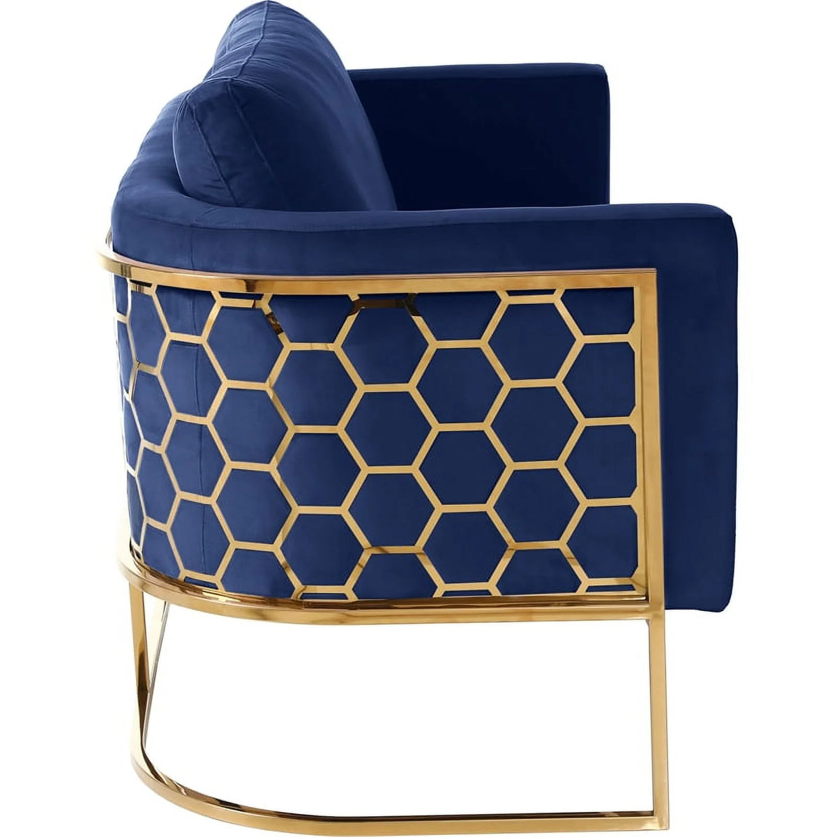 Navy Velvet Sofa with Gold Metal Base G43645