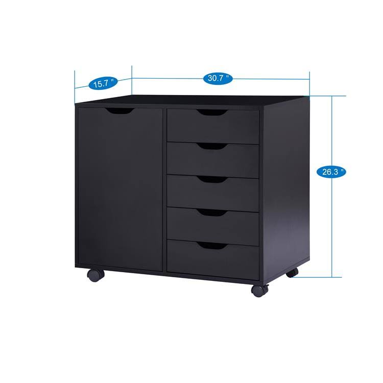 Gray 5-Drawer Office Storage Cabinet with Shelves V28491