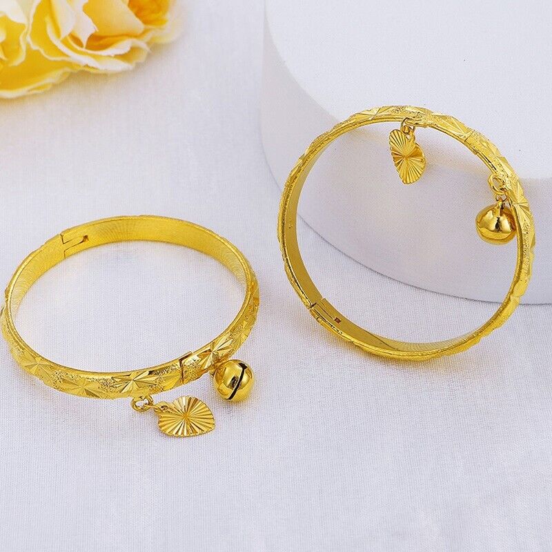 18k Gold Filled Sterling Silver Baby Bead Bell Bracelet X355768