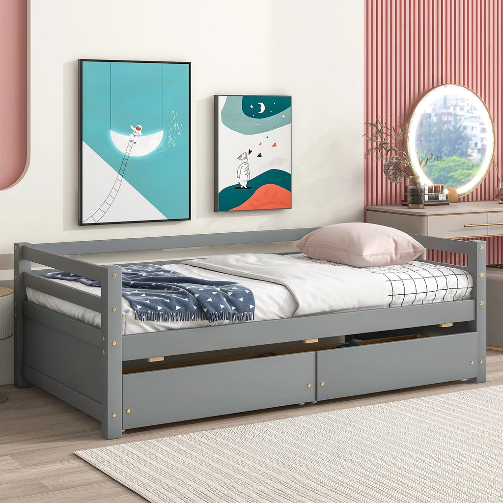 Twin Wood Daybed with Two Drawers S696