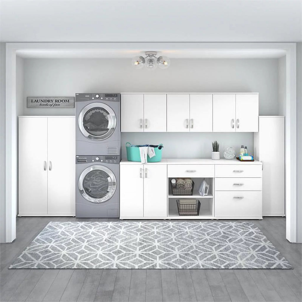 Tall White Linen Cabinet with Doors Z85543