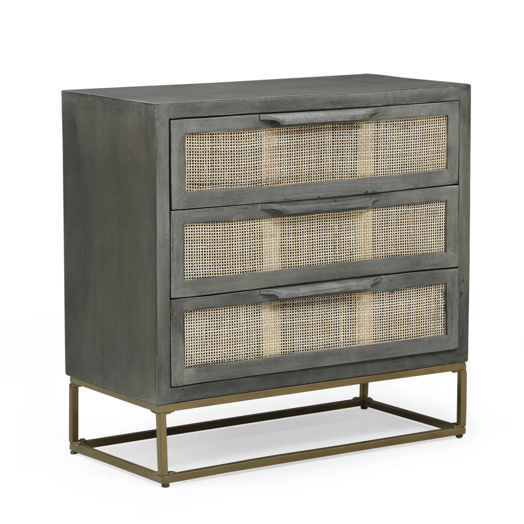 Handcrafted Mango Wood 3 Drawer Cabinet I55836