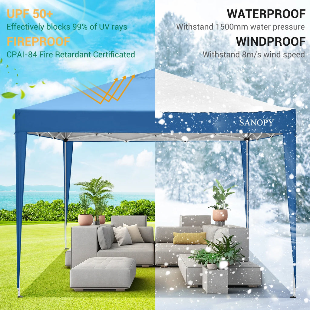 10'x10' Waterproof Pop Up Canopy Tent with 4 Removable Sidewalls & Carrying Bag W6459
