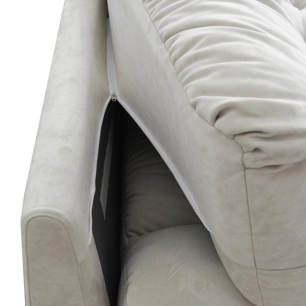 89" Beige Velvet 3-Seat Sofa O5021