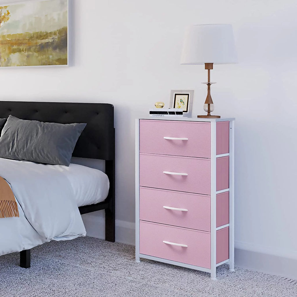 Pink 4 Drawer Fabric Dresser M416