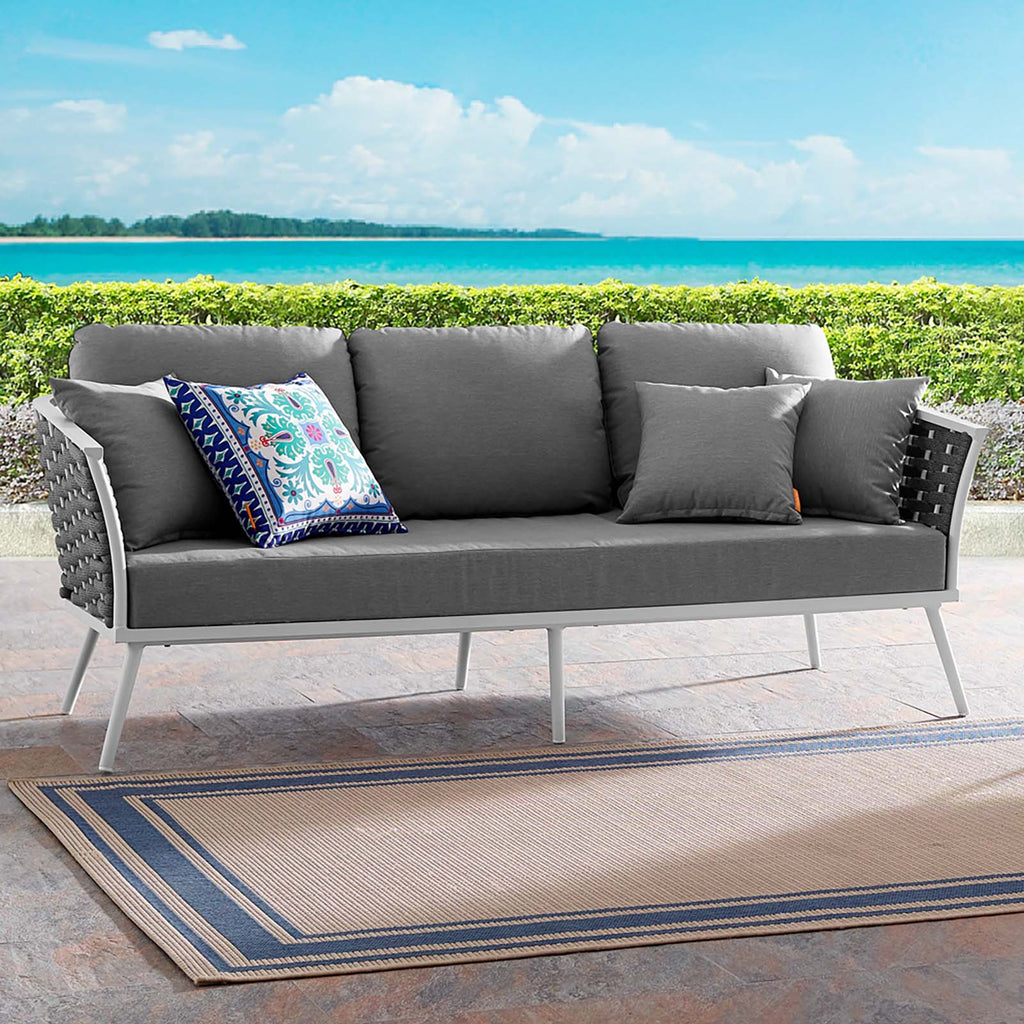 White Gray Aluminum Outdoor Patio Sofa I510962