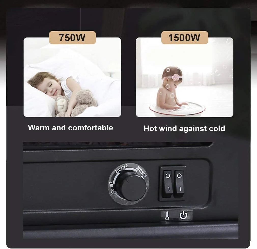 20" Electric Fireplace Heater Portable Indoor Freestanding 3D Flame Effect 1400W Black S422386