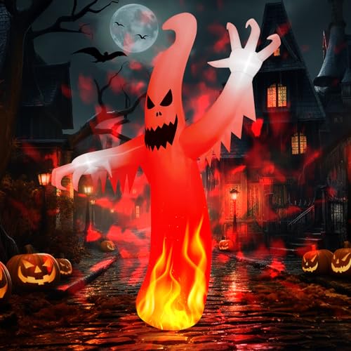 8 FT Tall Halloween Inflatables Ghost with Built-in LEDs F27123