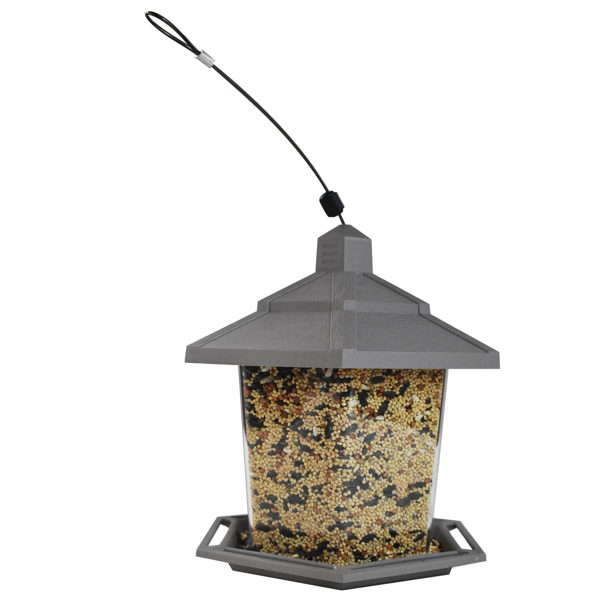 Gray Plastic 2.5 lb. Hopper Wild Bird Feeder F420242