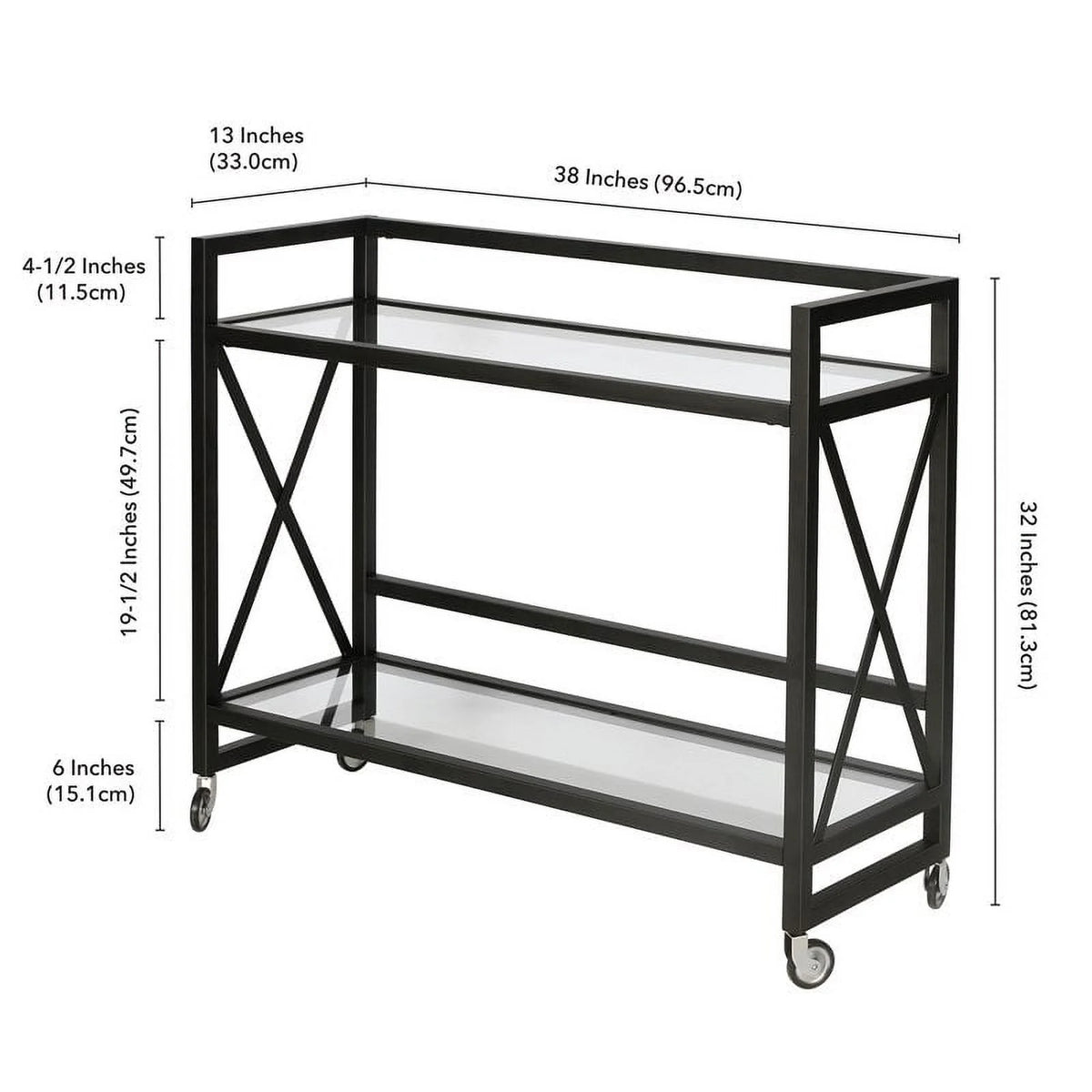 Blackened Bronze Metal/Glass Bar Cart T825370