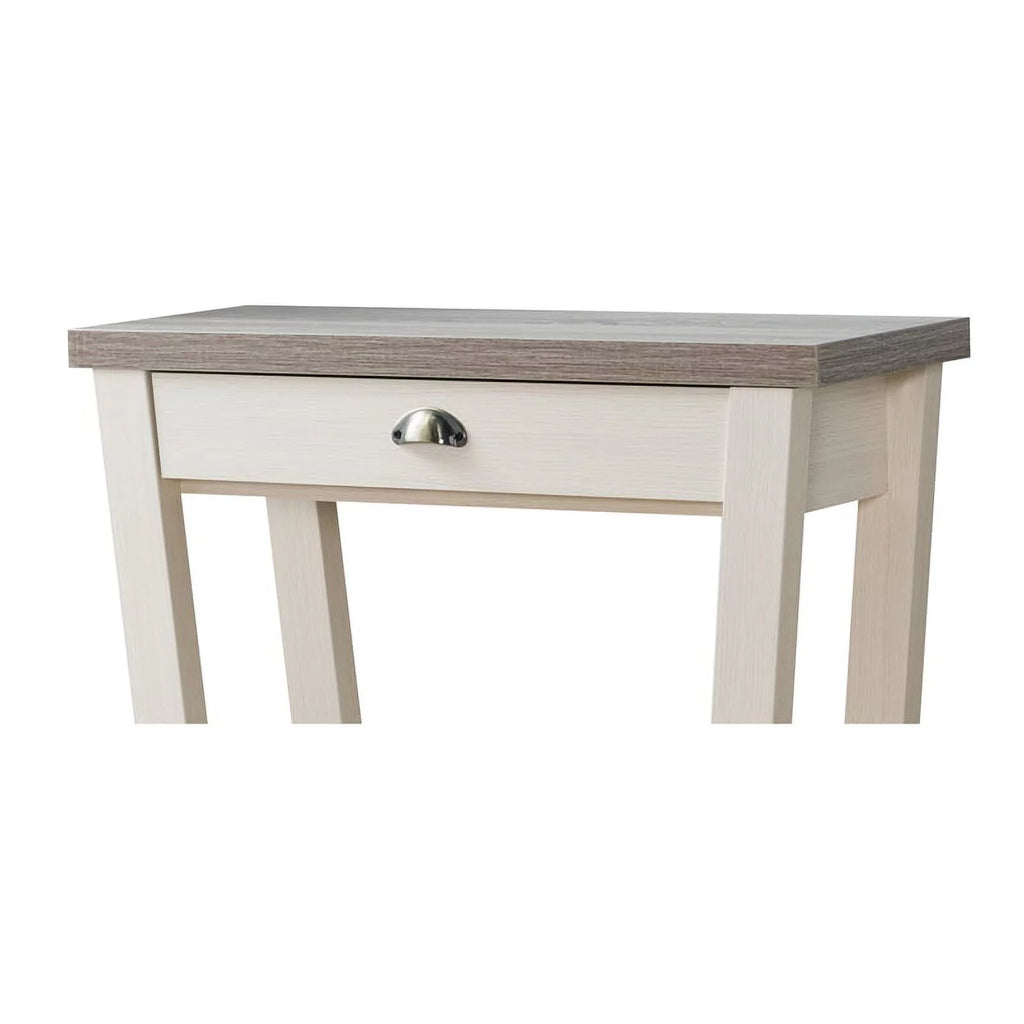 Contemporary Wood 1-Drawer Console Table in Ivory and Light Oak U75276