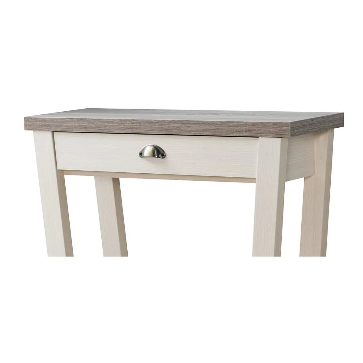 Contemporary Wood 1-Drawer Console Table in Ivory and Light Oak U75276