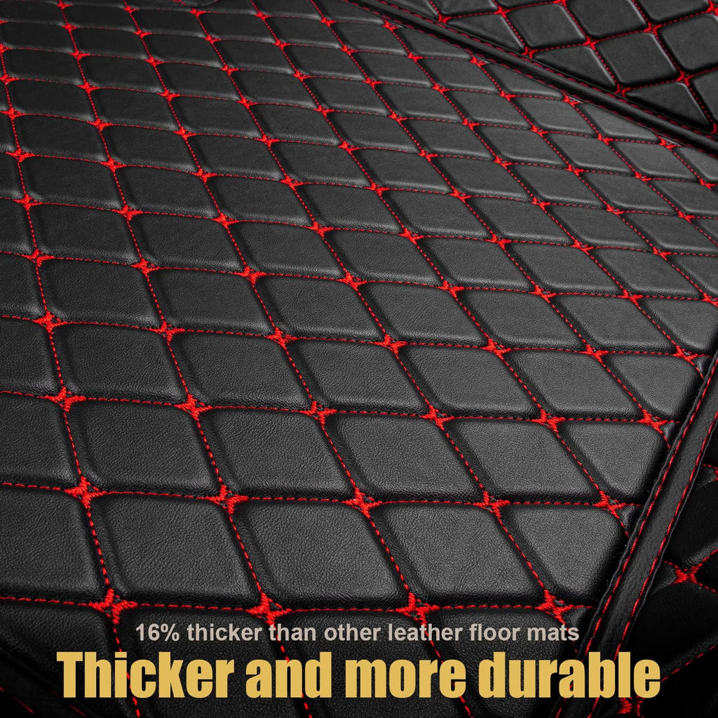 Leather Car Floor Mats 1st & 2nd Row Black O1395