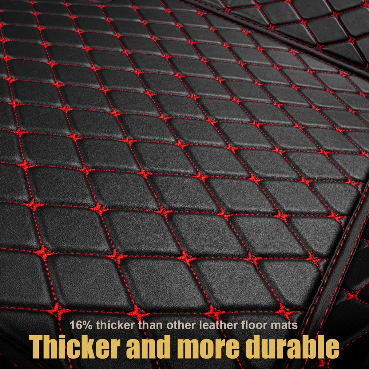 Leather Car Floor Mats 1st & 2nd Row Black O1395