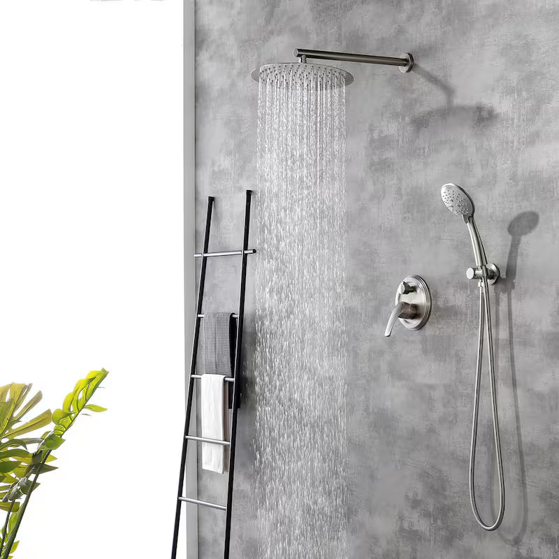 Wall Mount Dual Shower Heads with Valve in Brushed Nickel B866813