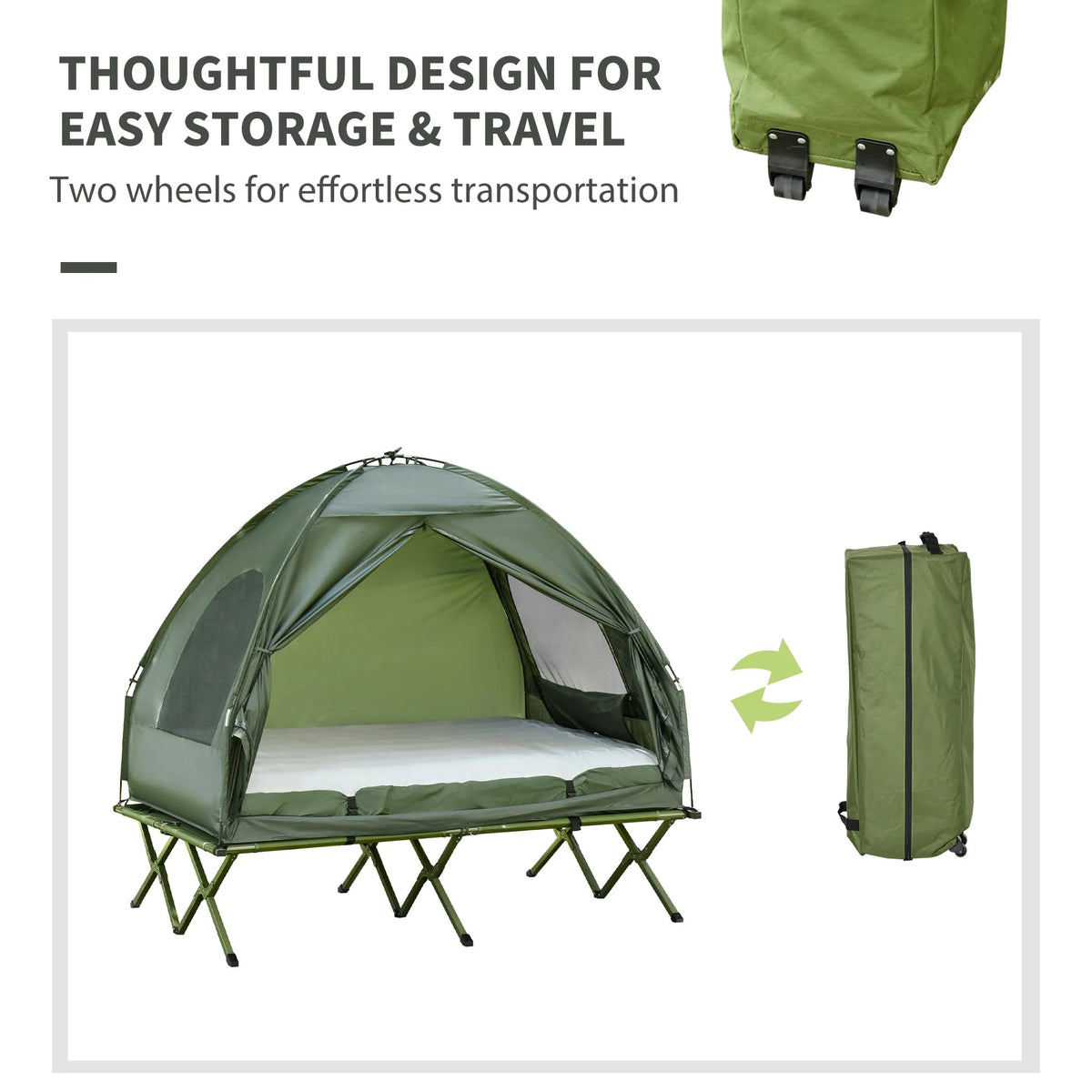 2 Person Foldable Camping Cot with Tent V2145