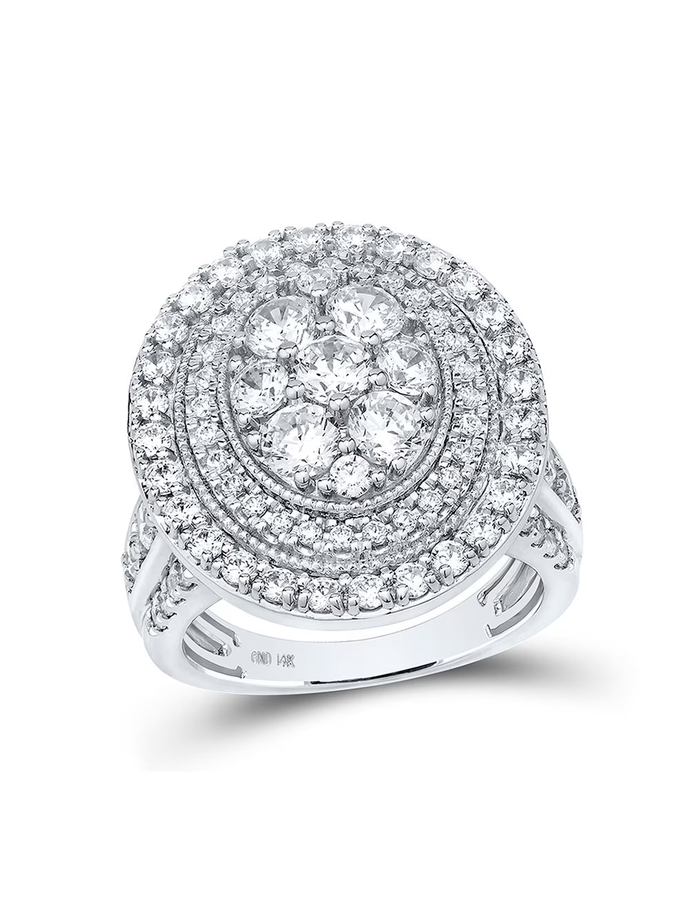 14kt White Gold Round Diamond Cluster Engagement Ring 3 Cttw K448