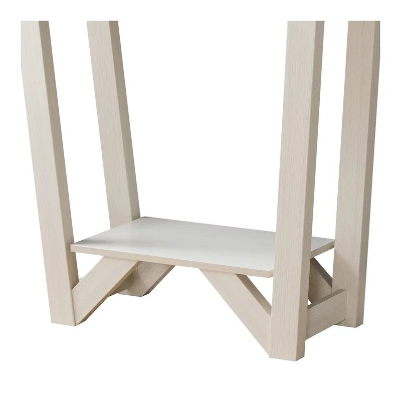 Contemporary Wood 1-Drawer Console Table in Ivory and Light Oak U75276