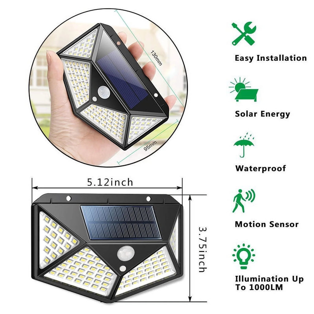 100LED Solar Motion Sensor Light IP65 Waterproof 4Pcs I7141