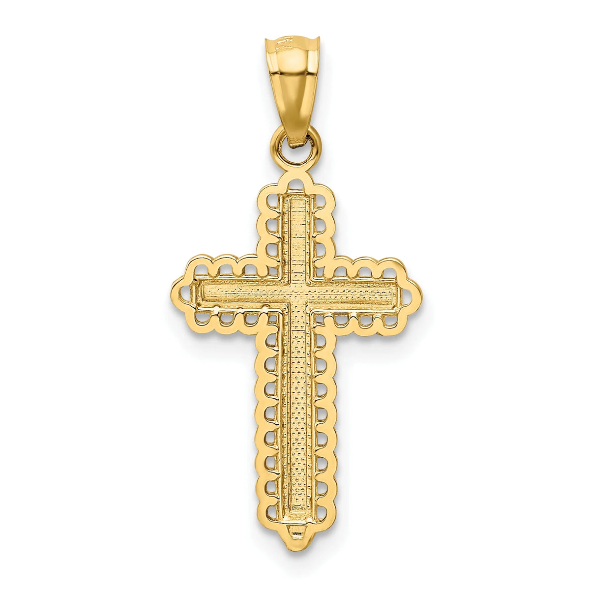 14K Two-Tone Gold Rhodium Plated Diamond Cut Cross Pendant with 14K Yellow Gold Rope Chain 16" H473744