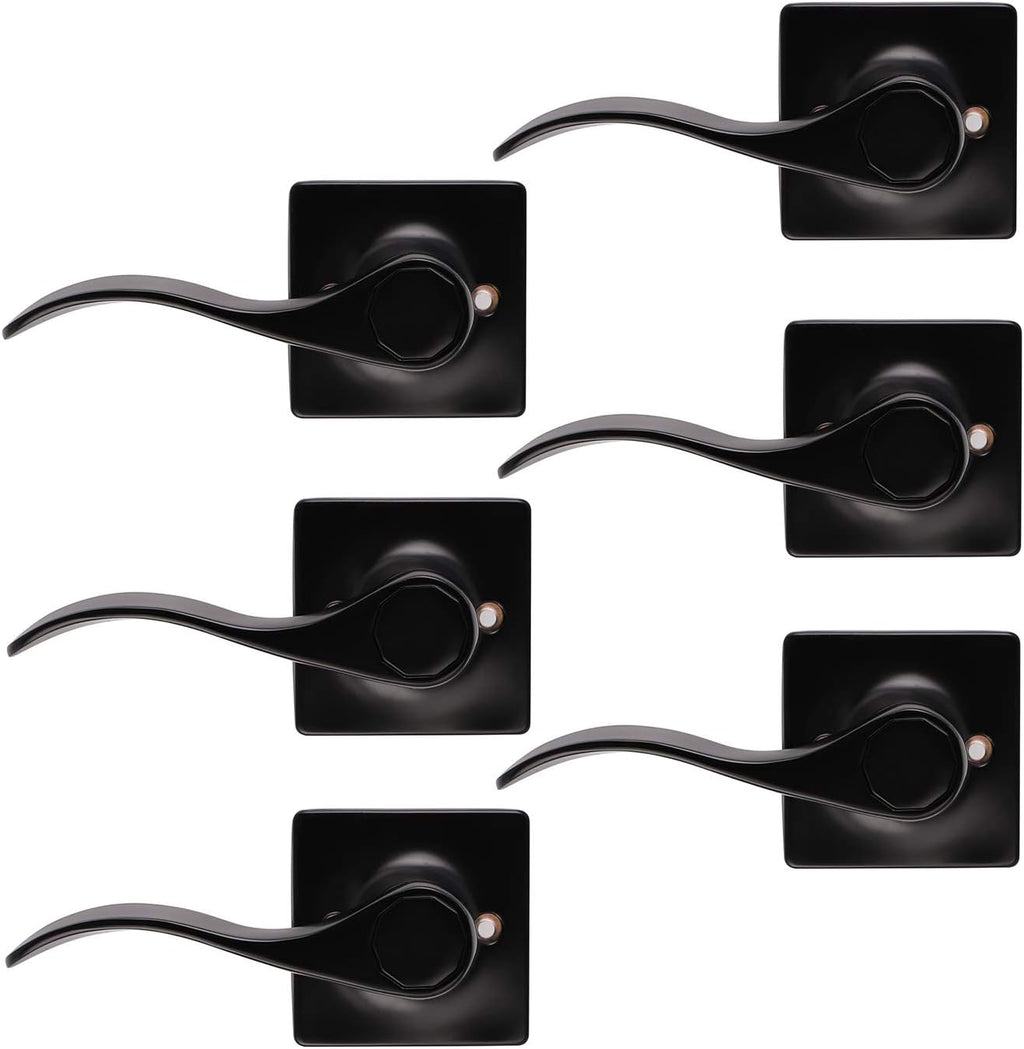 Black Keyless Privacy Door Lever Handles 5 Pack K7195