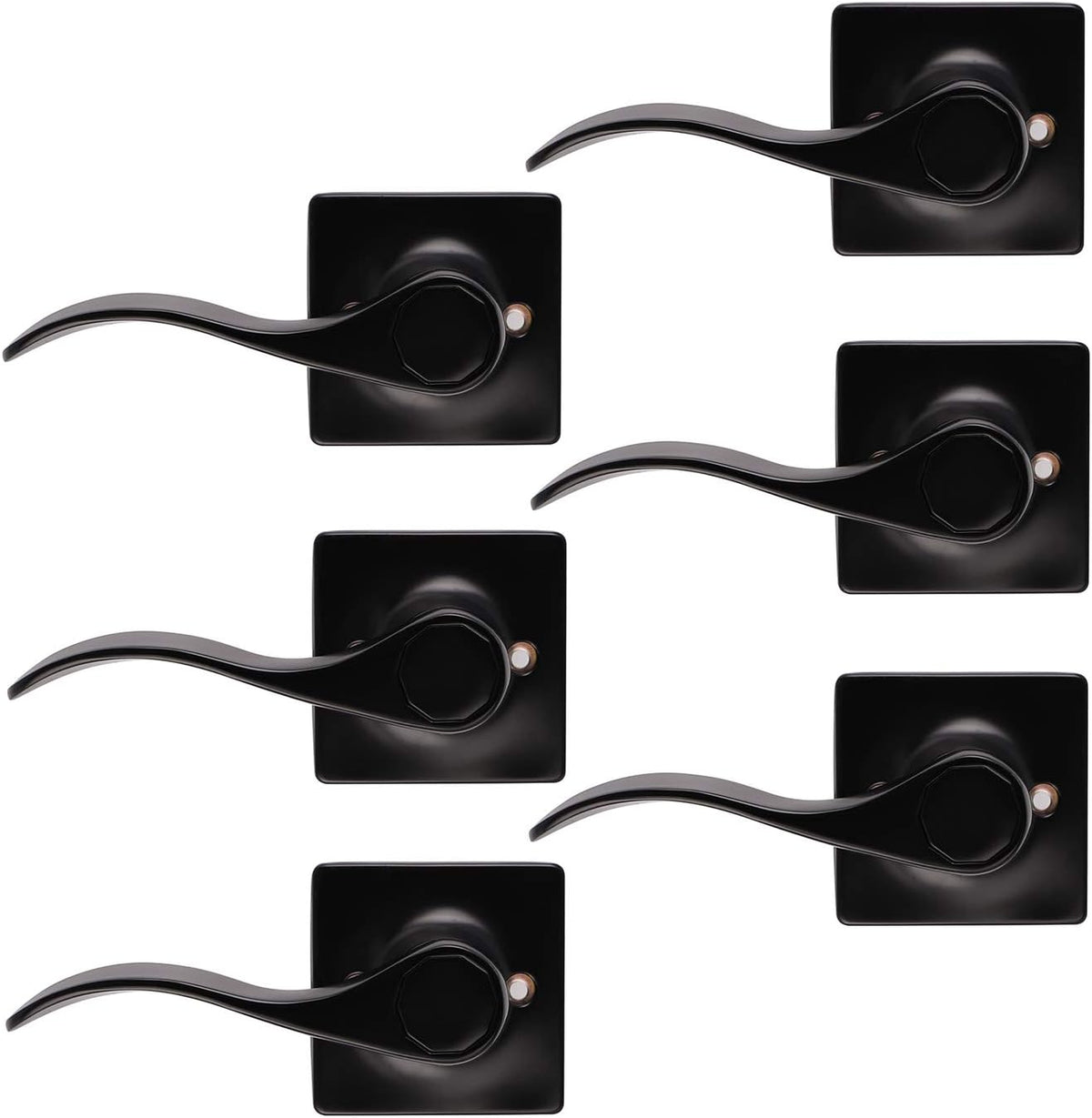 Black Keyless Privacy Door Lever Handles 5 Pack K7195