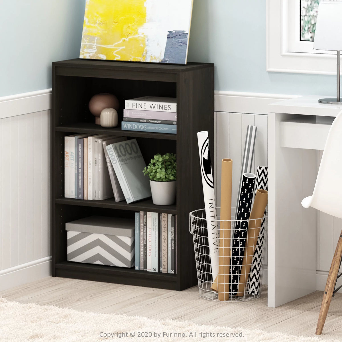 3-Tier Bookcase with Adjustable Shelves J5057