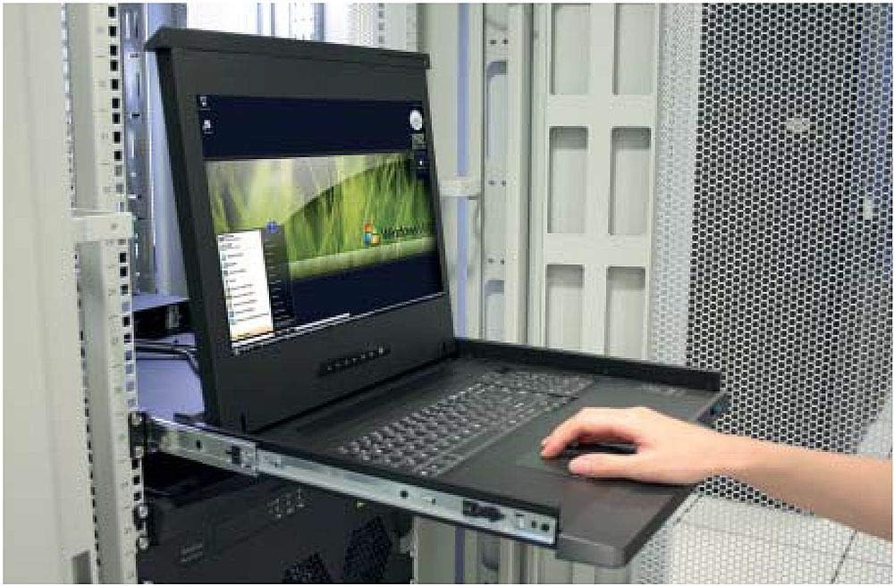 1U 19 Rackmount Monitor with 8 Port Cat5 KVM Switch T411