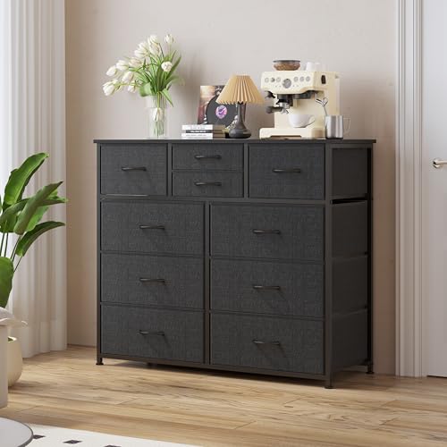 10 Drawer Fabric Storage Dresser with Wood Top Z503