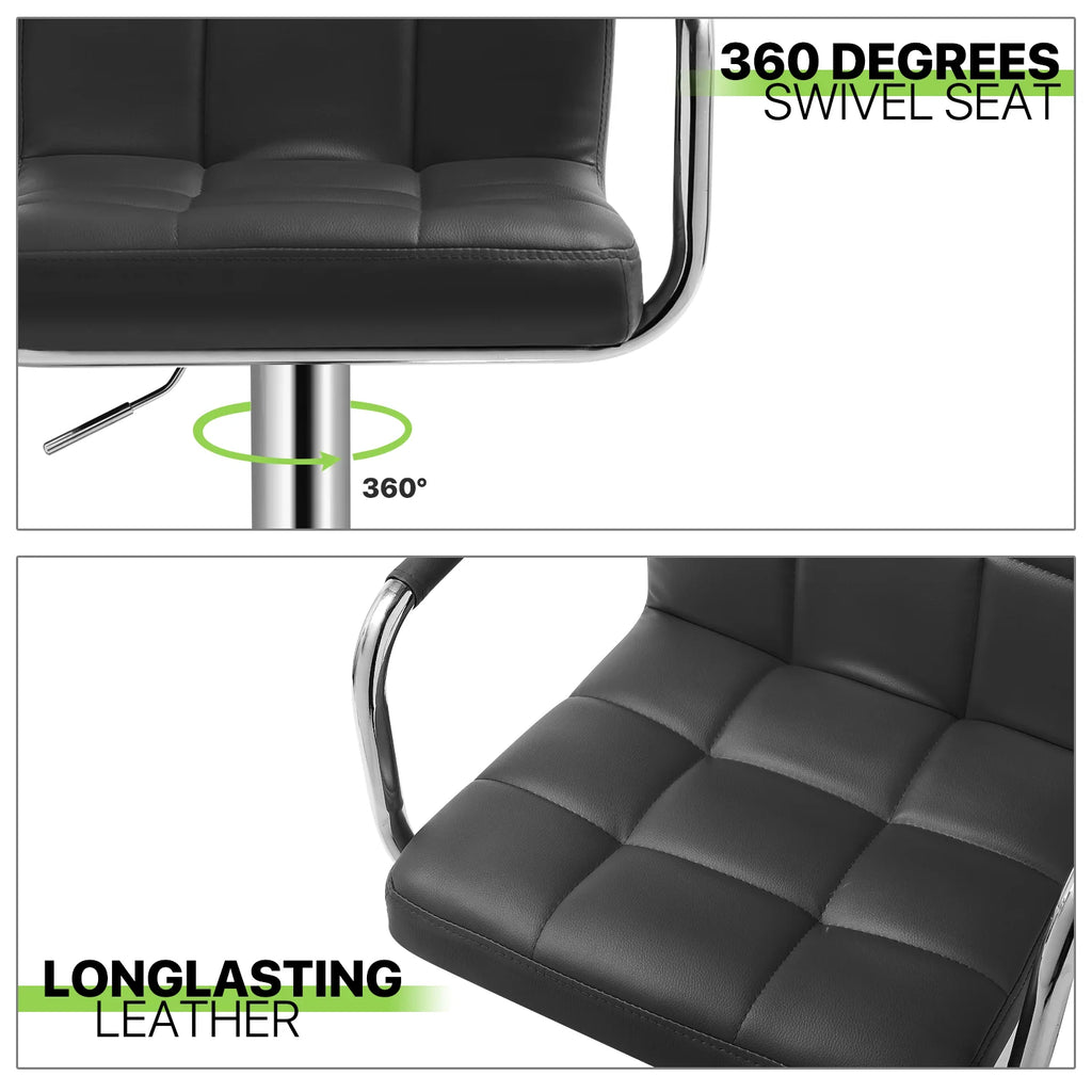 Set of 2 Black Faux Leather Swivel Bar Stools G81239