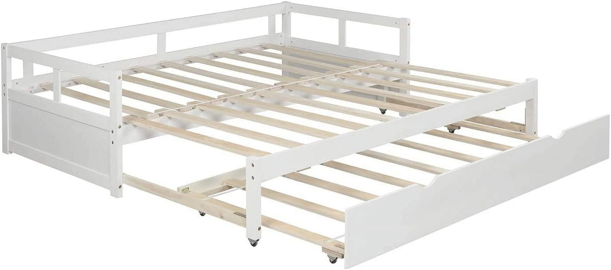 White Wood Daybed with Pull Out Trundle L58372