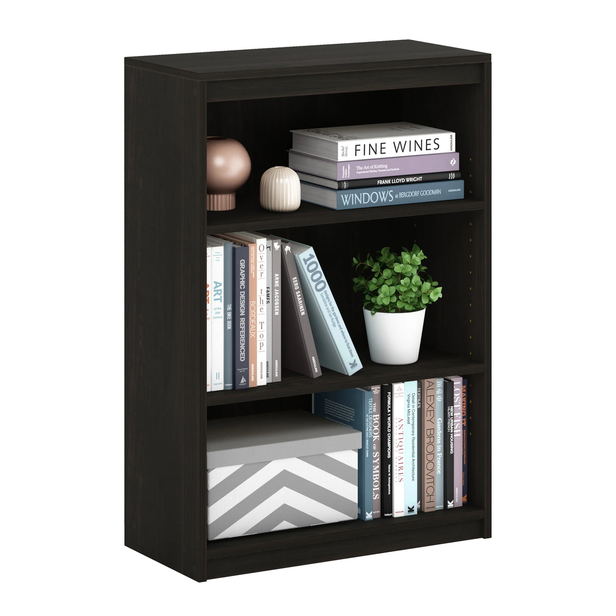 3-Tier Bookcase with Adjustable Shelves J5057